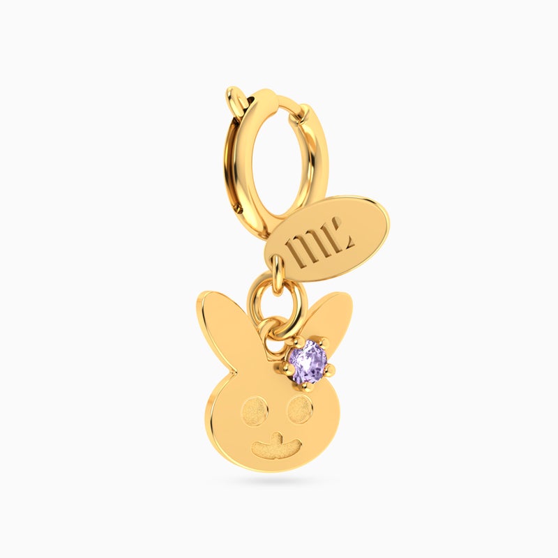 Miss L' by L'azurde Kids Rabbit Purple Stone Charm in 14K Gold - Image 4